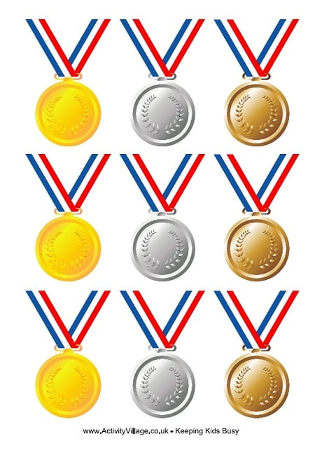 Olympic medals with ribbon