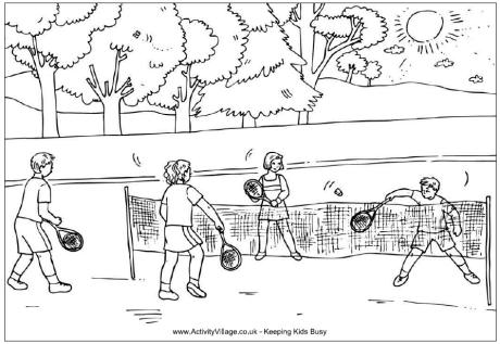 Badminton colouring page
