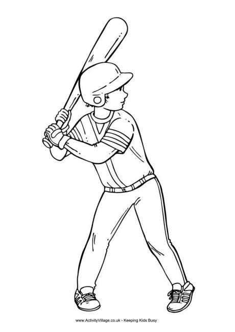 Baseball boy colouring page 2