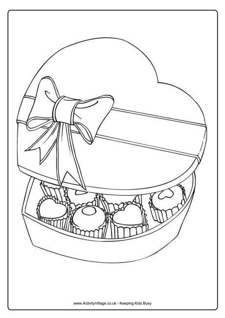 Box of chocolates colouring page