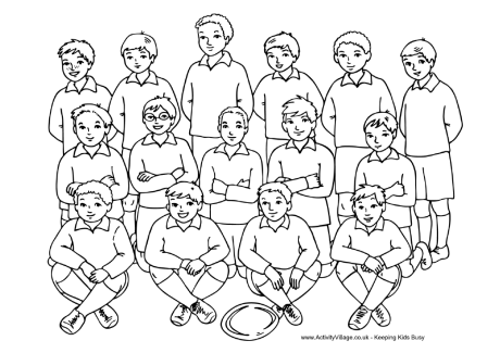 Boys rugby team colouring page
