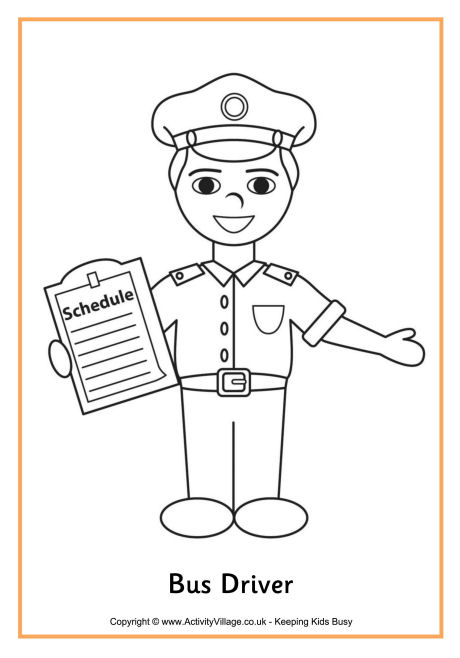 Bus driver colouring page