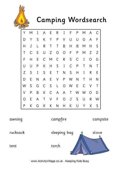 Camping Word Search