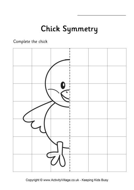 animal grid symmetry worksheets Chick 4 with worksheet  grade