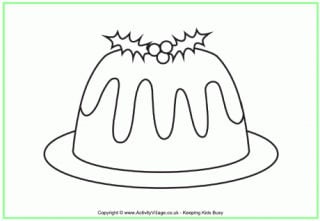 Christmas Pudding Colouring Pages