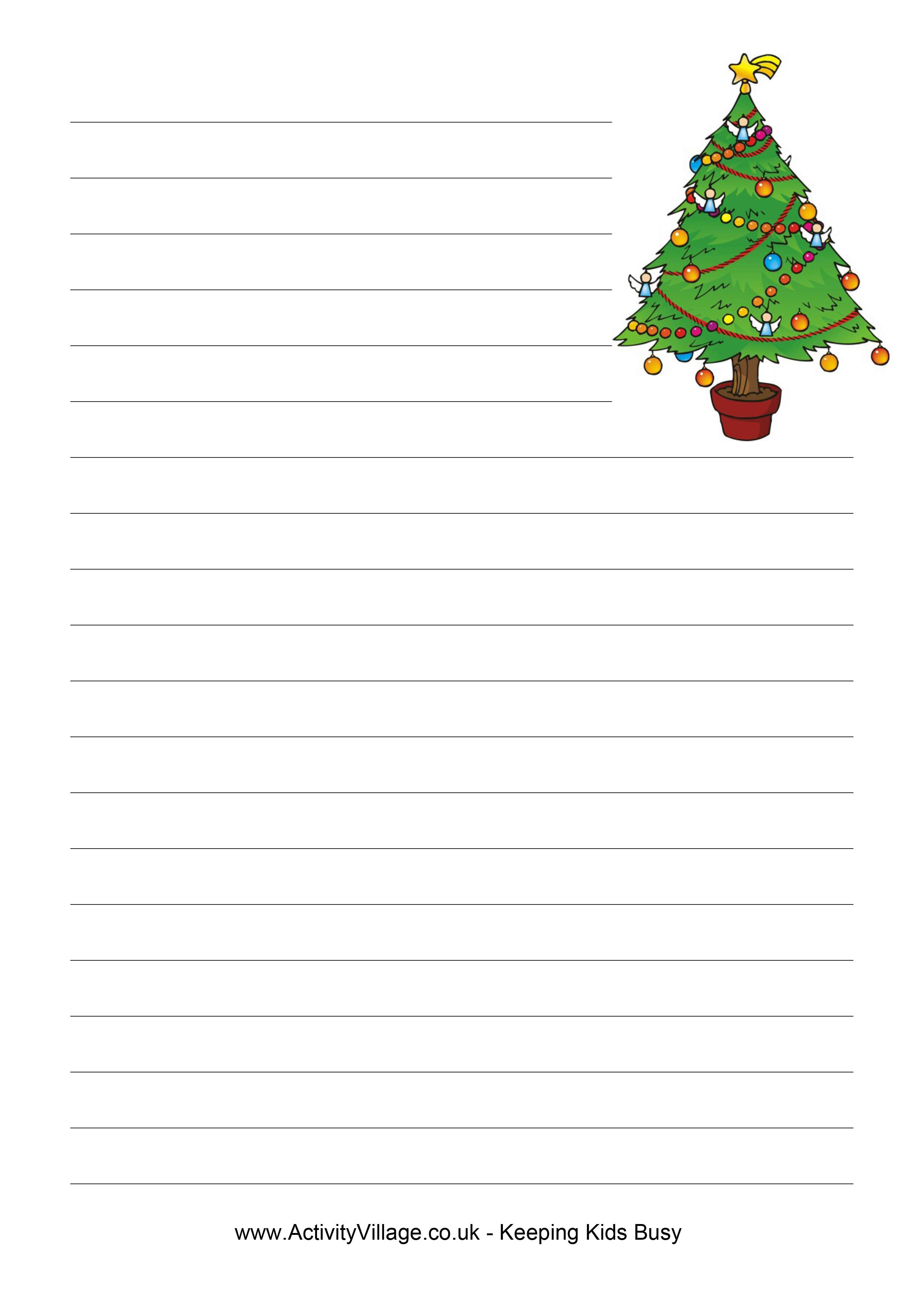 Christmas Lined Writing Paper Free Printable