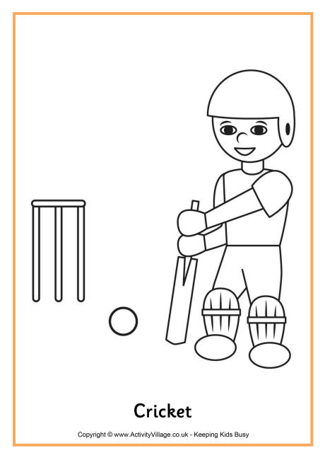 Cricket colouring page