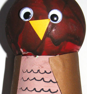 Cup and ball owl - wiggle eye detail