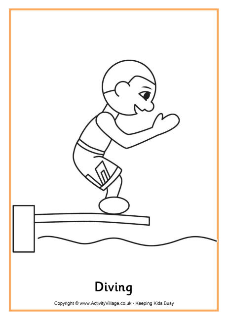 Diving colouring page