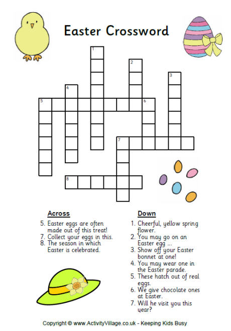 Printable Easter Crossword Puzzles For Adults