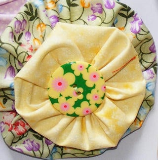 Fabric flower craft with pretty button