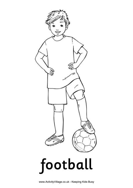 Football boy colouring page