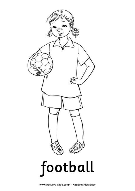 Football girl colouring page