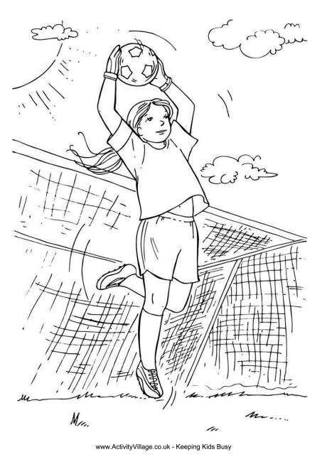 Goalkeeper girl colouring page