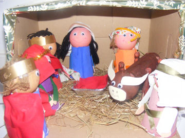 Handmade nativity scene