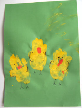 Handprint chicks Easter card