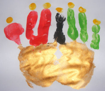 Handprint Kinara craft for Kwanzaa