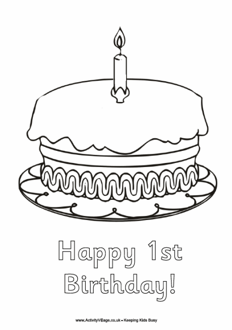happy first birthday coloring pages - photo #4