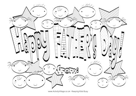 Happy Father's Day message colouring page