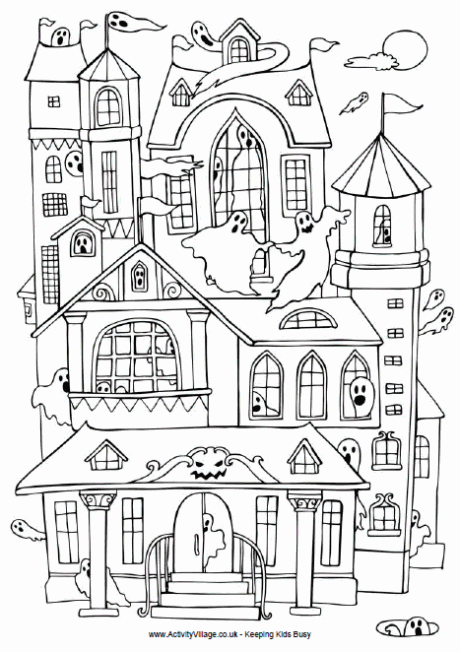 Haunted House Colouring Page