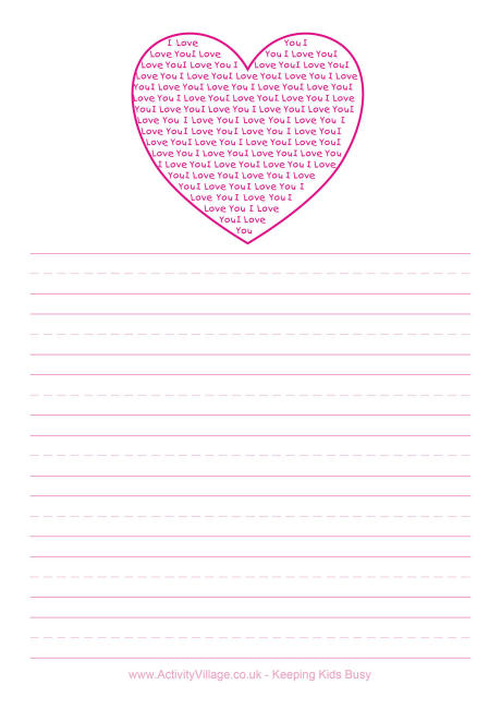 Love heart writing paper