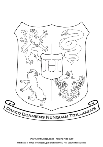 Hogwarts Crest Colouring Page