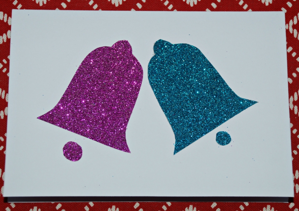 Glitter Christmas bells cards
