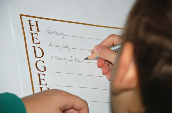Writing his hedgehog poem