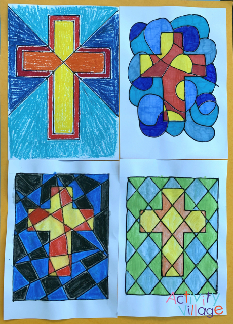 Four of our stained glass cross pictures