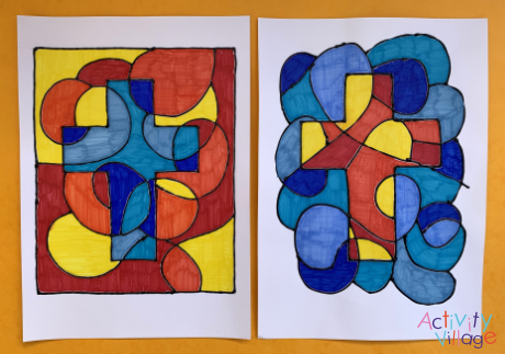 Two of our finished stained glass cross pictures