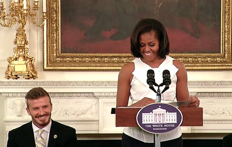 David Beckham with Michelle Obama at the White House