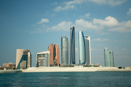 The amazing skyline of Abu Dhabi, the capital and second largest city of the United Arab Emirates