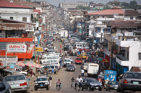 Downtown Monrovia, capital of Liberia.