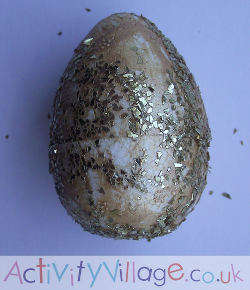 Golden egg craft - polystyrene egg, paint and glitter