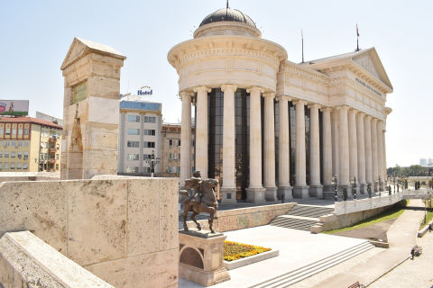 The beautiful main square of Skopje, Macedonia's capital city