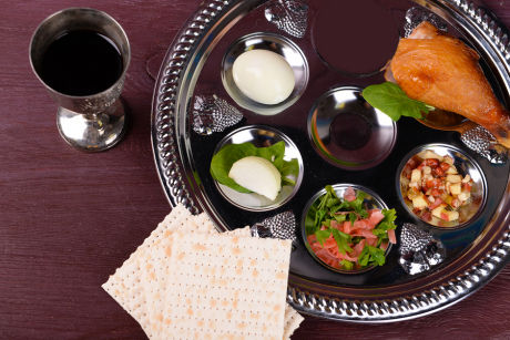 Matzo and seder plate