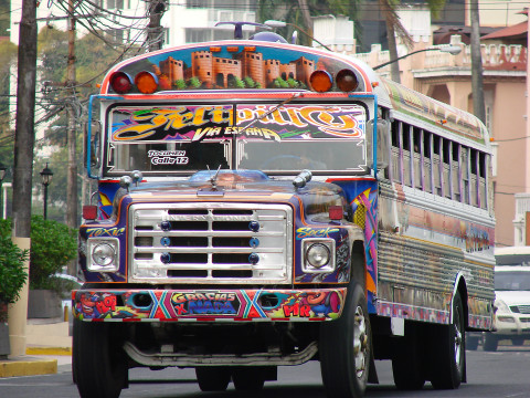 A colourful bus in Panama City