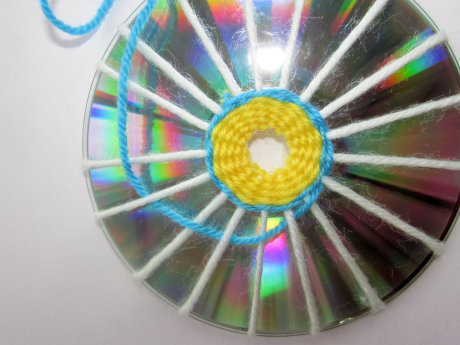 Woven CD mandala - detail 2