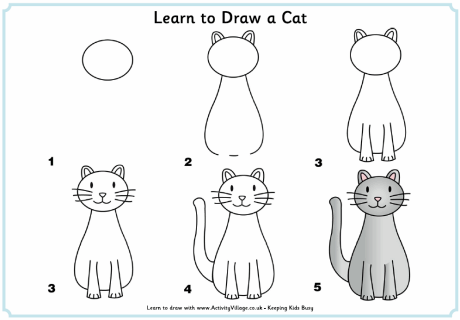 Learn to draw a cat step by step illustrated