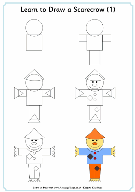 Learn to draw a scarecrow (version 1)