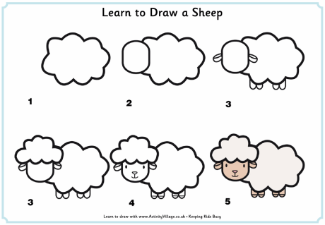 Learn to draw a sheep tutorial for kids
