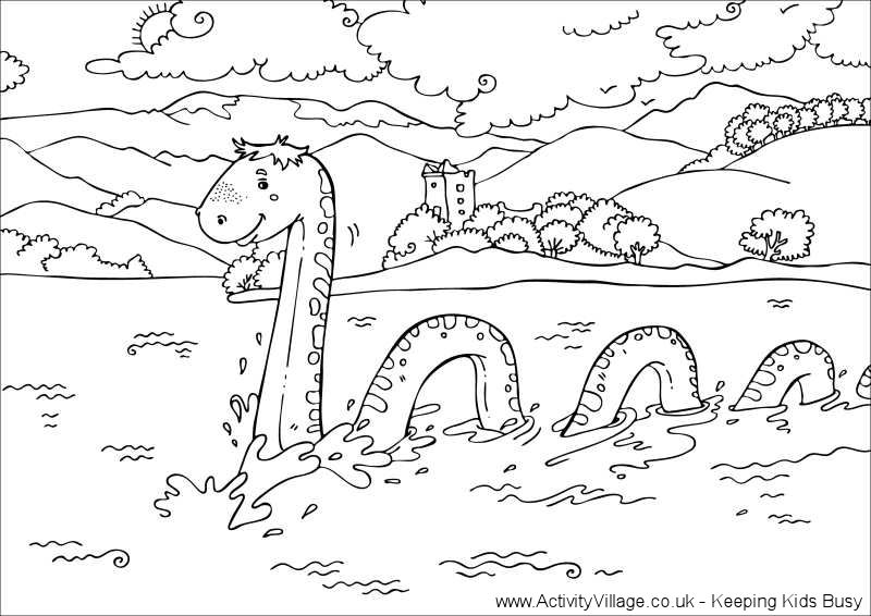 Loch Ness monster colouring page