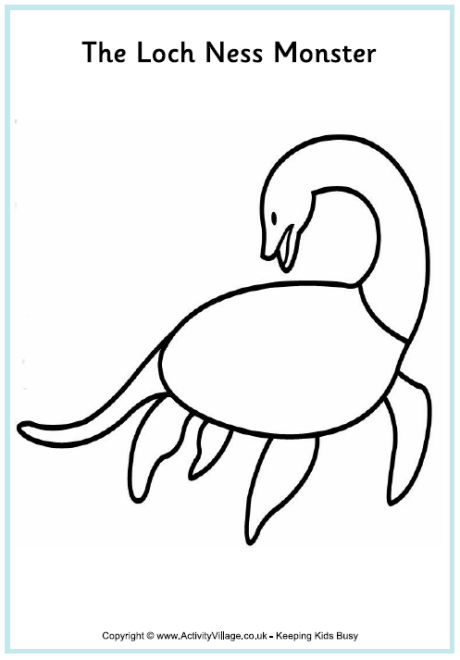 Loch Ness monster colouring page 2