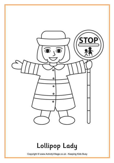 Lollipop lady colouring page 2