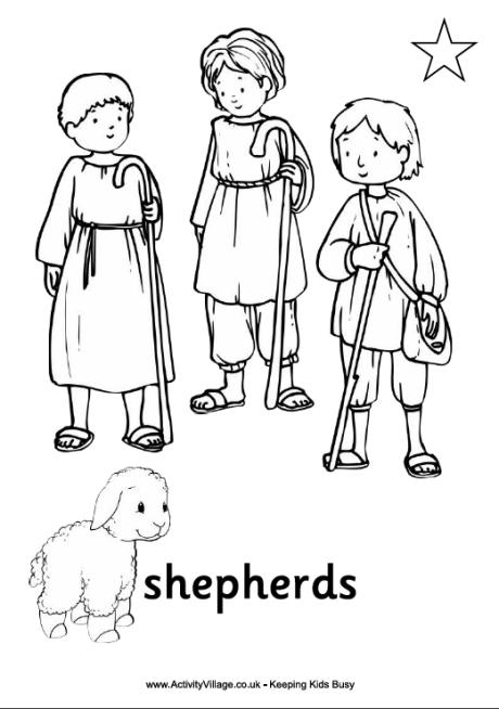 Nativity Colouring Page - Shepherds