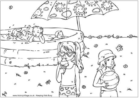 Paddling pool colouring page