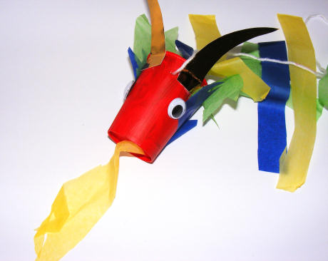 Paper cup Chinese dragon puppet craft