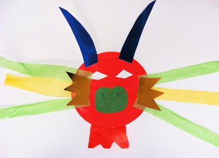 Paper plate dragon mask kids craft, Year of the Dragon mask 