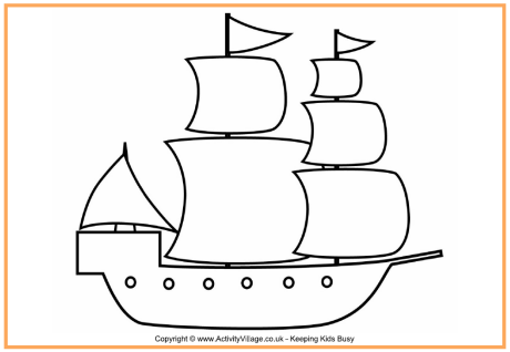 Pilgrim ship coloring page