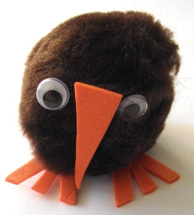 Pompom kiwi bird craft
